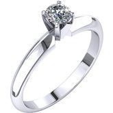 14K White 4 mm Round Cubic Zirconia 4-Prong Light Solitaire Engagement Ring 