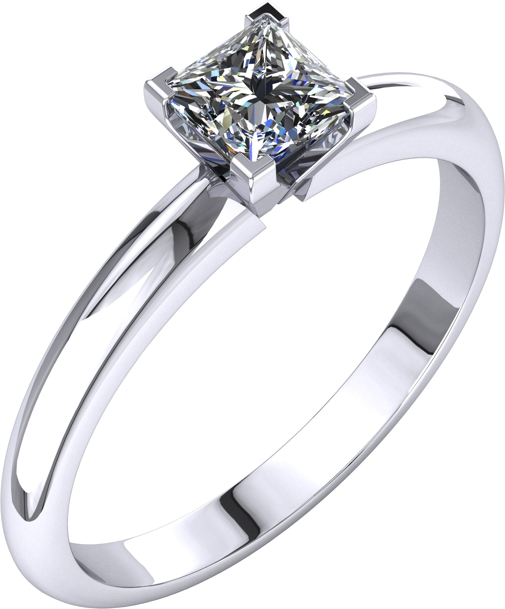 14K White 3/4 CT Diamond Princess Solitaire Engagement Ring