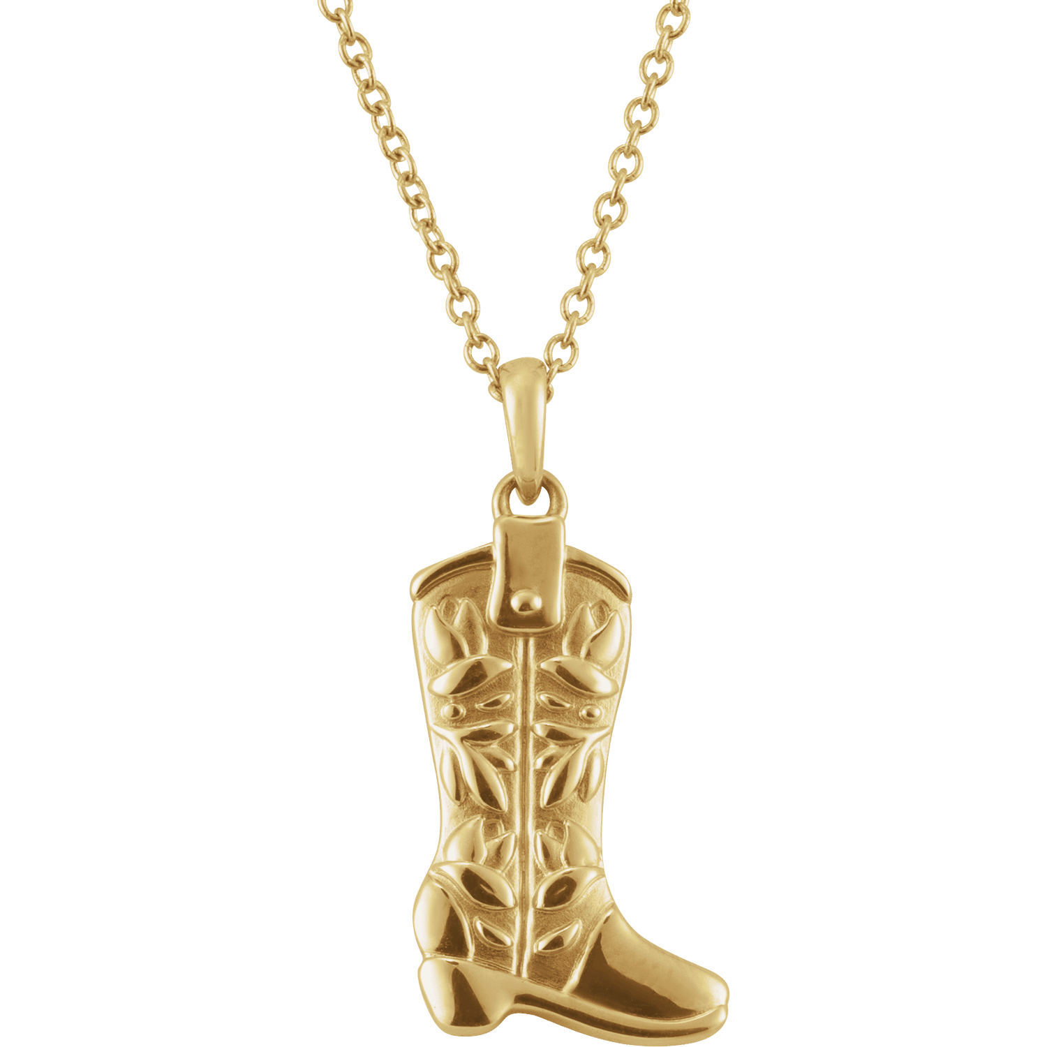 14K Yellow Western Boot Necklace