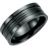 Black Titanium 8 mm Grooved Band Size 10