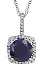 Sterling Silver 7 mm Lab-Grown Sapphire & .015 CTW Natural Diamond 18