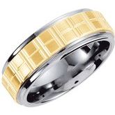 Tungsten & 10K Yellow Inlay 8 mm Grooved Band Size 10