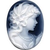 20x15 mm Oval Black Agate Victorian Lady A Cameo