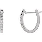 14K White 14.2 mm  1/5 CTW Natural Diamond Hoop Earrings