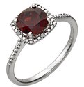 Sterling Silver Natural Mozambique Garnet & .01 CTW Natural Diamond Ring