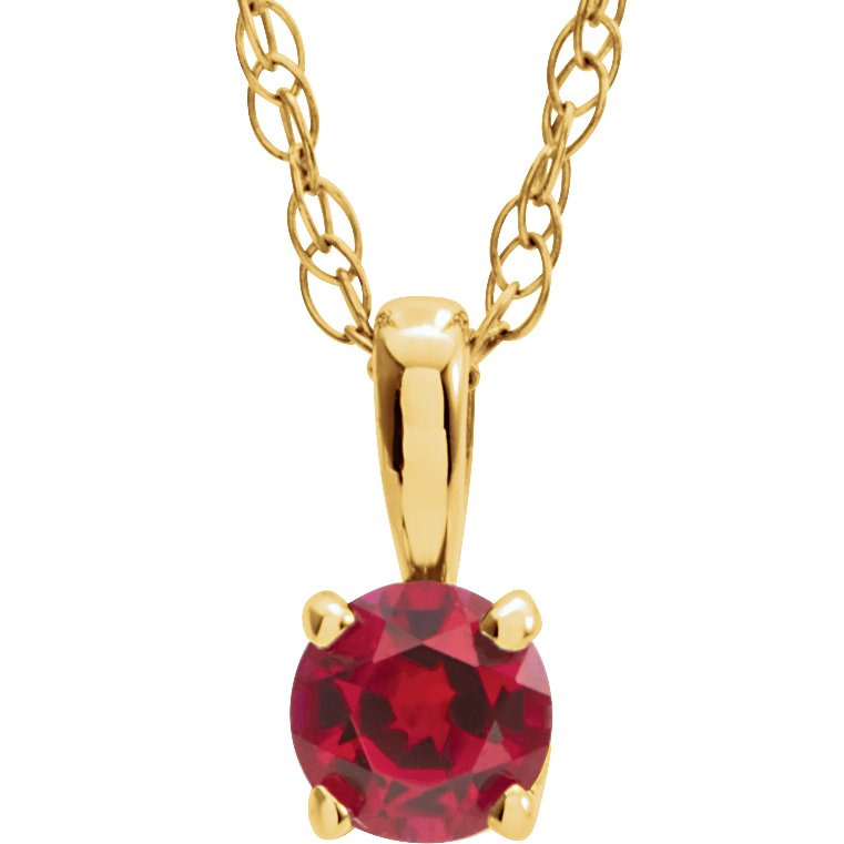 14K Yellow 3 mm Lab-Grown Ruby Youth Solitaire 14