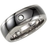 Tungsten .05 CT Diamond Accented Ceramic Inlay Dome Band Size 10