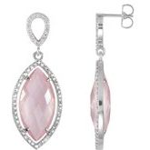Sterling Silver Rose Quartz & 5/8 CTW Diamond Earrings