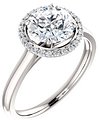 14K White 7.4 mm Round 1/10 CTW Natural Diamond Semi-Set Engagement Ring