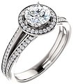 14K White 5.8 mm Round 1/5 CTW Natural Diamond Semi-Set Engagement Ring