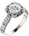 14K White 6.5 mm Round 1/10 CTW Natural Diamond Semi-Set Engagement Ring
