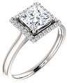 14K White 6x6 mm Square 1/10 CTW Natural Diamond Semi-Set Engagement Ring