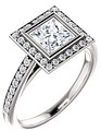 14K White 5.5x5.5 mm Square 1/3 CTW Natural Diamond Semi-Set Engagement Ring