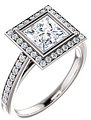 14K White 6x6 mm Square 1/3 CTW Natural Diamond Semi-Set Engagement Ring