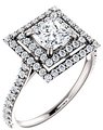 14K White 5x5 mm Square 1/2 CTW Natural Diamond Semi-Set Engagement Ring  