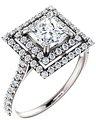 14K White 5.5x5.5 mm Square 1/2 CTW Natural Diamond Semi-Set Engagement Ring  