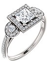 14K White 5x5 mm Square 1/3 CTW Natural Diamond Semi-Set Engagement Ring