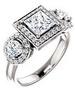 14K White 5.5x5.5 mm Square 3/4 CTW Natural Diamond Semi-Set Engagement Ring