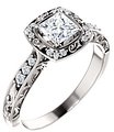14K White 4.5x4.5 mm Square 1/10 CTW Natural Diamond Semi-Set Engagement Ring