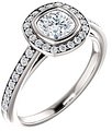 14K White 5x5 mm Cushion 1/3 CTW Natural Diamond Semi-Set Engagement Ring 