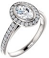 14K White 7x5 mm Oval 1/3 CTW Natural Diamond Semi-Set Engagement Ring 