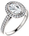 14K White 8x6 mm Oval 1/3 CTW Natural Diamond Semi-Set Engagement Ring 