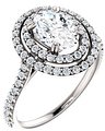 14K White 8x6 mm Oval 1/2 CTW Natural Diamond Semi-Set Engagement Ring  