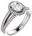 14K White 8x6 mm Oval 1/5 CTW Natural Diamond Semi-Set Engagement Ring