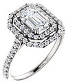 14K White 7x5 mm Emerald 1/2 CTW Natural Diamond Semi-Set Engagement Ring  