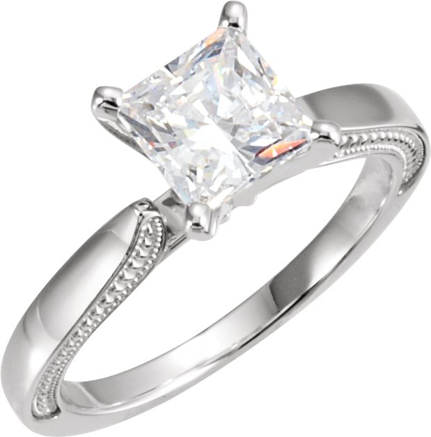 14K White 1/2 CT Diamond Sculptural Engagement Ring