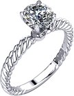 14K White 6.5 mm Round .04 CTW Natural Diamond Semi-Set Engagement Ring