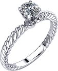 14K White 5.2 mm Round .03 CTW Natural Diamond Semi-Set Engagement Ring