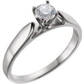 Platinum 6.5 mm Round Cubic Zirconia Engagement Ring