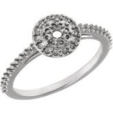 14K White 2.7 mm Round Center Halo-Style Engagement Ring Mounting