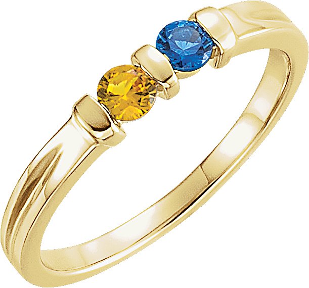 14K Yellow 2-Stone Family Stackable Ring Mounting