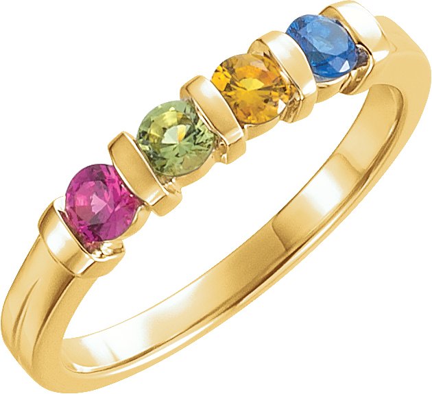 14K Yellow 4-Stone Family Stackable Ring Mounting