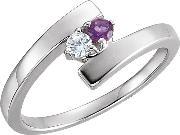 14K White 2-Stone Family Bypass Ring Mounting