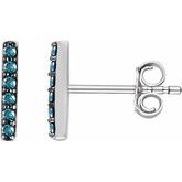 14K White 1/10 CTW Blue Diamond Bar Earrings