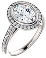 14K White 9x7 mm Oval 1/3 CTW Natural Diamond Semi-Set Engagement Ring 