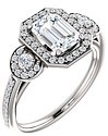14K White 7x5 mm Emerald 1/3 CTW Natural Diamond Semi-Set Engagement Ring