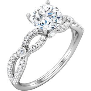 Sterling Silver 1/4 CTW Diamond Engagement Ring with 5.2 mm Cubic Zirconia