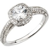 10K White 1 1/6 CTW Diamond Halo-Style Engagement Ring