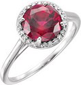 14K White Lab-Grown Ruby & .05 CTW Natural Diamond Ring