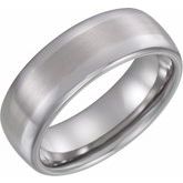 Tungsten 8 mm Rounded Edge Band with Satin Center Size 10