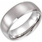 Tungsten 8 mm Beveled-Edge Band with Satin Finish Size 10
