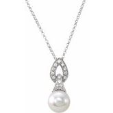 Freshwater Cultured Pearl & Diamond Necklace