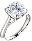 14K White 9 mm Cushion Solitaire Engagement Ring Mounting
