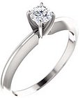 14K White 4-4.1 mm Round 4-Prong Comfort-fit Solitaire Ring Mounting 