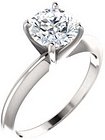 14K White 6.6-7.2 mm Round 4-Prong Comfort-fit Solitaire Ring Mounting 