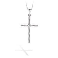Rope Design Diamond Cross Pendant 